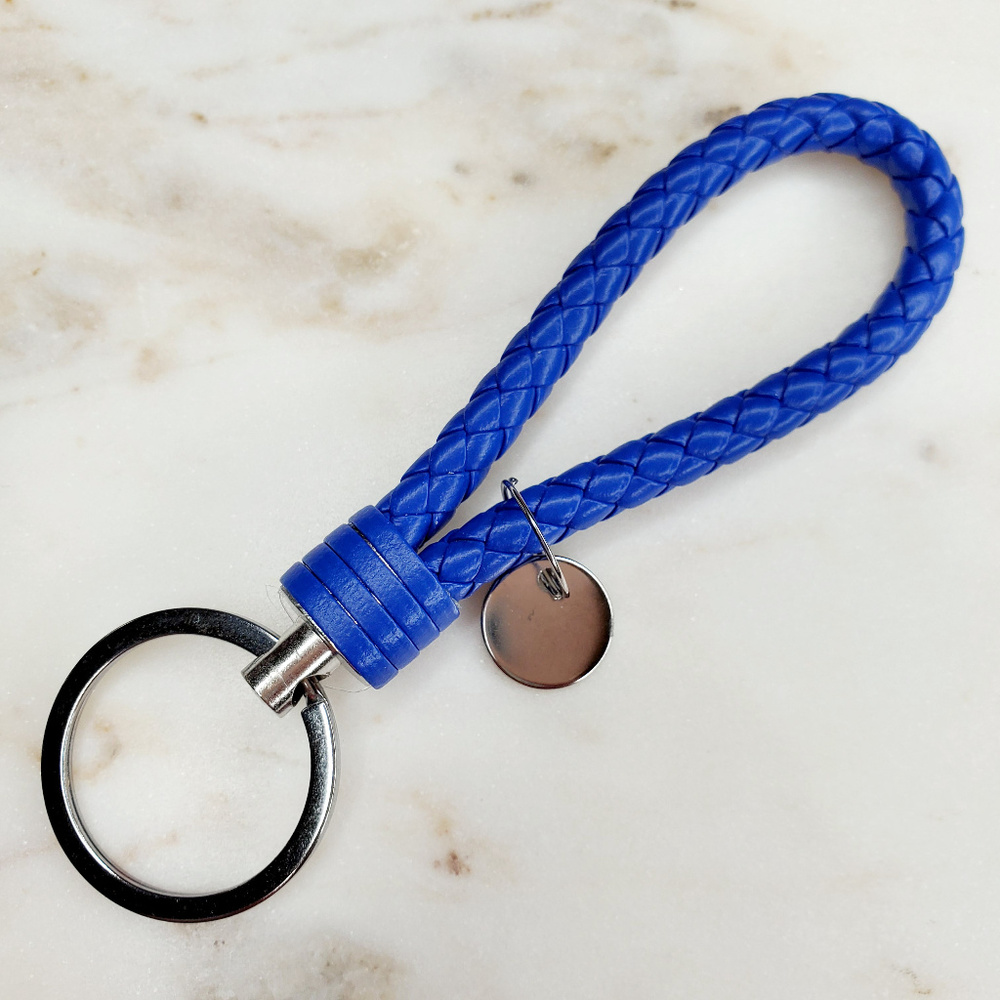 Braided Vegan Leather Keychain Keyring Key Fob - Picture 2 of 4